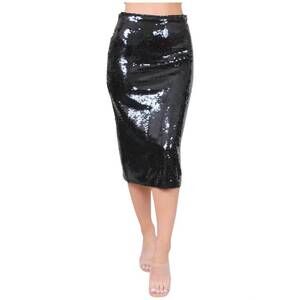 NEW FORE COLLECTION sequins midi skirt in black